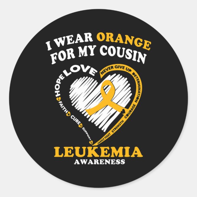 Pegatina Redonda Conciencia sobre la leucemia - Uso Naranja para mi (Anverso)