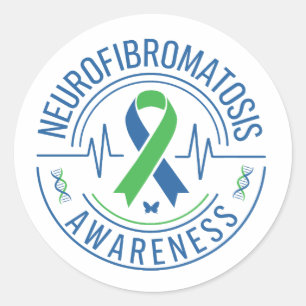 Pegatina Redonda Conciencia sobre la neurofibromatosis   Apoyo y fu