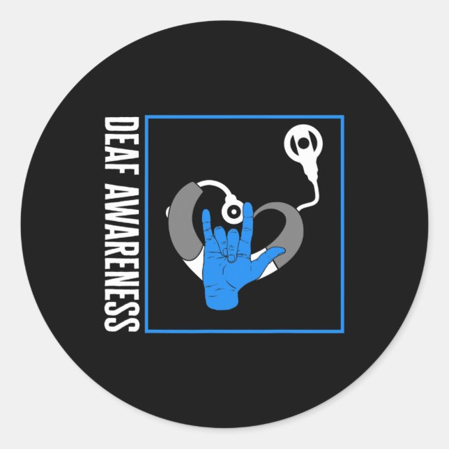 Pegatina Redonda Conciencia sobre la pérdida de audición Implante C (Anverso)