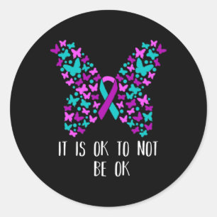 Pegatina Redonda Conciencia Sobre La Prevención Del Suicidio Está B