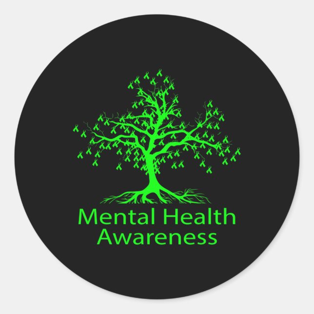 Pegatina Redonda Conciencia sobre la salud Árbol verde Conciencia s (Anverso)