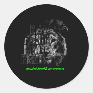 Pegatina Redonda Conciencia sobre la salud mental, su lucha es mi l