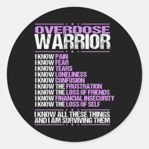 Pegatina Redonda Conciencia sobre la sobredosis Conozco Sobrevivien