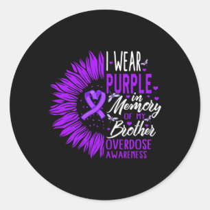 Pegatina Redonda Conciencia sobre la sobredosis de drogas en memori