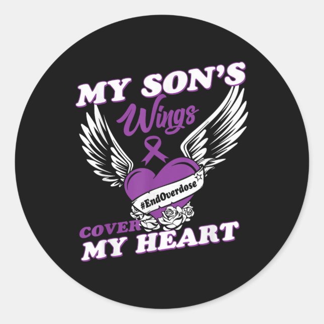 Pegatina Redonda Conciencia sobre la sobredosis de drogas Regalos d (Anverso)