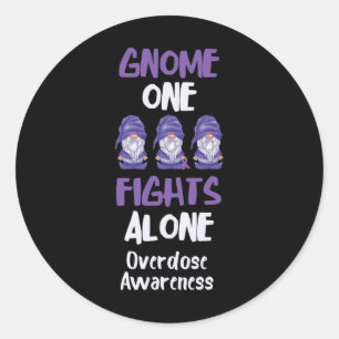 Pegatina Redonda Conciencia sobre la sobredosis Gnome One Fiesta so