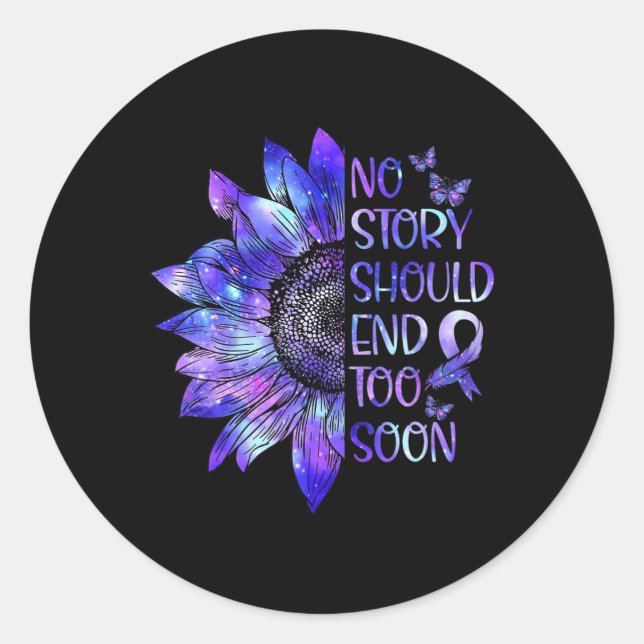 Pegatina Redonda Conciencia sobre la sobredosis Ninguna Historia De (Anverso)