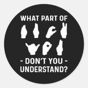 Pegatina Redonda Conciencia sobre la sordera. ASL Awareness