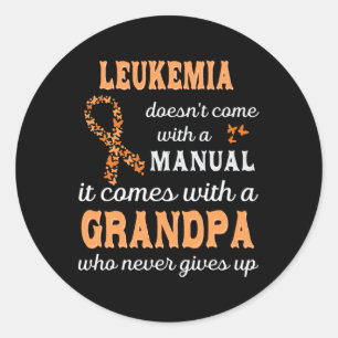 Pegatina Redonda Conciencia sobre leucemia Abuelo Apoyo Leukemia Wa