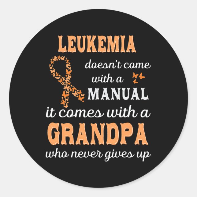Pegatina Redonda Conciencia sobre leucemia Abuelo Apoyo Leukemia Wa (Anverso)