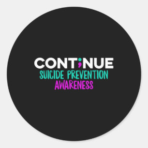Pegatina Redonda Conciencia sobre Prevención del Suicidio Cinta Mor