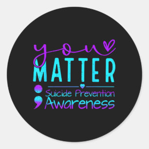 Pegatina Redonda Conciencia sobre Prevención del Suicidio Importa V