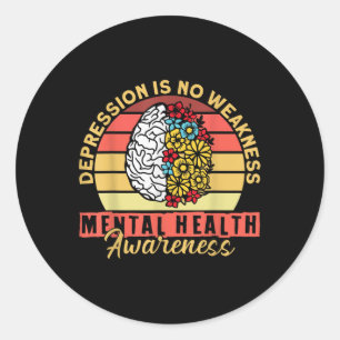 Pegatina Redonda Conciencia sobre Salud Mental Depresión Prevención