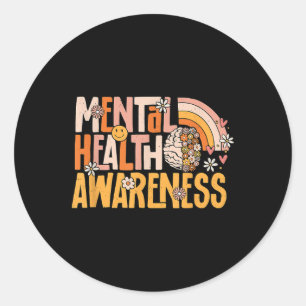 Pegatina Redonda Conciencia sobre Salud Mental Enfermedad Mental Te