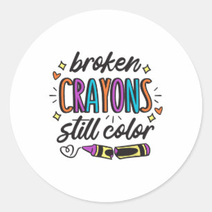 Pegatina Redonda Conciencia sobre Salud Mental Las crayolas rotas t