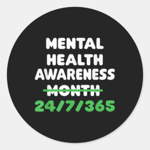 Pegatina Redonda Conciencia sobre Salud Mental para la Prevención d