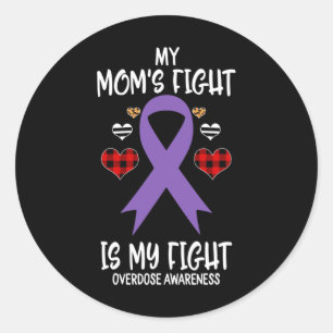 Pegatina Redonda Conciencia sobre Sobredosis La Lucha de Mi Mamá es