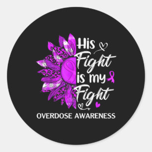 Pegatina Redonda Conciencia Su Lucha Es Mi Pelea Leopard Sunflower