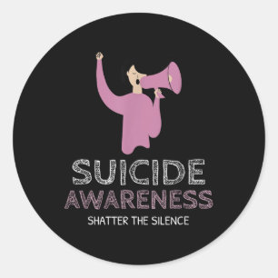 Pegatina Redonda Conciencia suicida destroza el silencio _ Camina