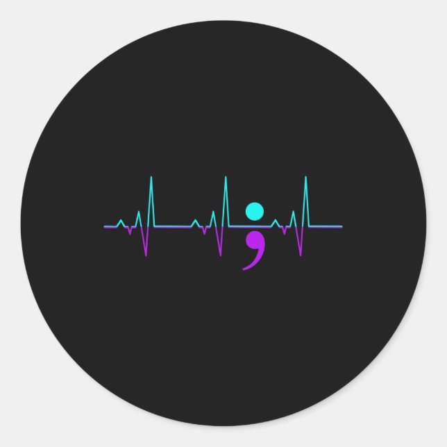 Pegatina Redonda Conciencia suicida Heartbeat Soporte Cinta Feliz G (Anverso)