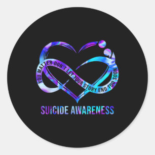Pegatina Redonda Conciencia suicida, no dejas que tu historia termi