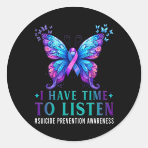 Pegatina Redonda Conciencia suicida Tengo Tiempo De Escuchar Hea Me