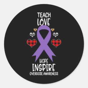 Pegatina Redonda Conciencia Teach Ribbon Love Hope Inspire