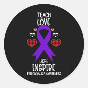 Pegatina Redonda Conciencia Teach Ribbon Love Hope Inspire