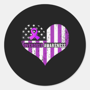 Pegatina Redonda Conciencia Toxicomatología de Cinta Morada