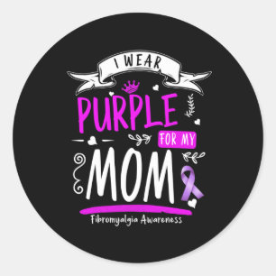 Pegatina Redonda Conciencia Y Diseño De Fibro Que Uso Púrpura Para