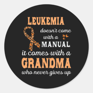 Pegatina Redonda Concienciación Abuela Apoyo Guerrero de Leukemia