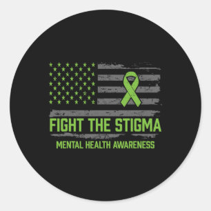 Pegatina Redonda Concienciación En Salud Mental Lucha Contra El Est
