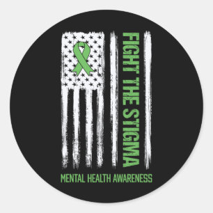 Pegatina Redonda Concienciación En Salud Mental Lucha Contra El Est