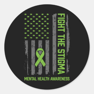 Pegatina Redonda Concienciación En Salud Mental Lucha Contra El Est