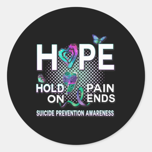 Pegatina Redonda Concienciación Esperanza El Acrónimo De Dolor Term (Anverso)