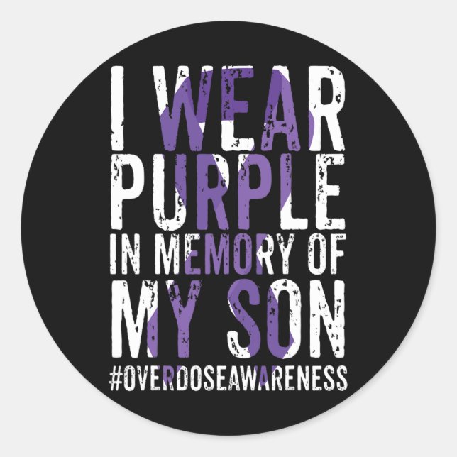 Pegatina Redonda Concienciación internacional sobre sobredosis: usa (Anverso)