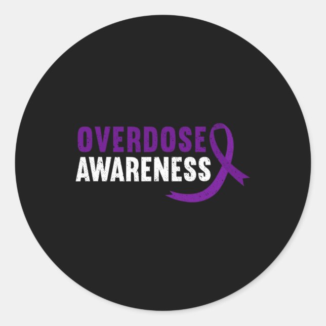 Pegatina Redonda Concienciación Recuperación de la adicción a las d (Anverso)