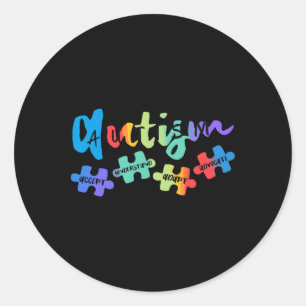 Pegatina Redonda Concienciación sobre autismo acepta entender amor