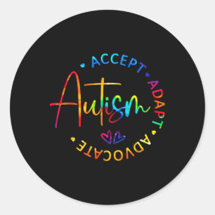 Pegatina Redonda Concienciación sobre autismo aceptar a la defensor