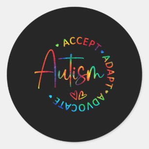 Pegatina Redonda Concienciación sobre autismo aceptar a la defensor
