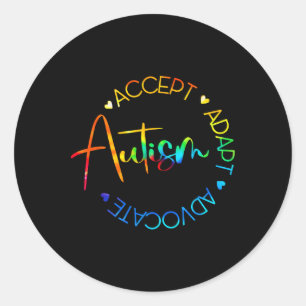 Pegatina Redonda Concienciación sobre autismo aceptar a la defensor