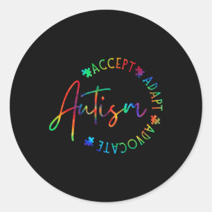Pegatina Redonda Concienciación sobre autismo aceptar a la defensor