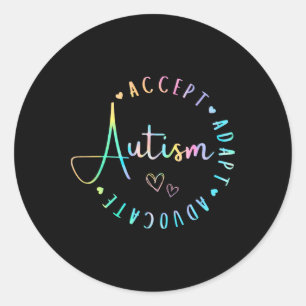 Pegatina Redonda Concienciación sobre autismo aceptar la comprensió