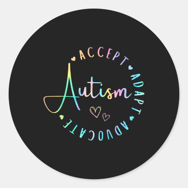Pegatina Redonda Concienciación sobre autismo aceptar la comprensió (Anverso)