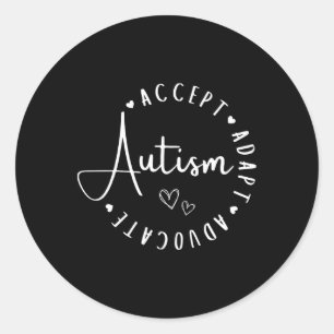 Pegatina Redonda Concienciación sobre autismo aceptar la comprensió