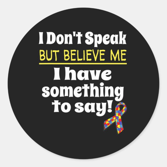 Pegatina Redonda Concienciación sobre autismo Conciencia no verbal  (Anverso)