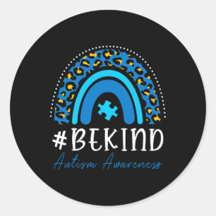 Pegatina Redonda Concienciación sobre autismo de Be Kind Mujeres Ch