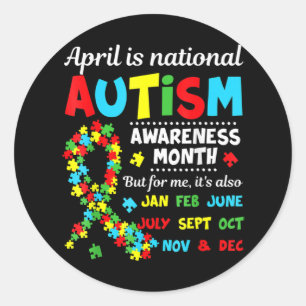 Pegatina Redonda Concienciación sobre el autismo - Abril es un reco
