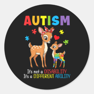 Pegatina Redonda Concienciación sobre el autismo Madre Cierva Difer