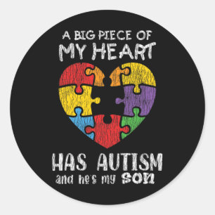 Pegatina Redonda Concienciación sobre el autismo Mamá Papá Padres N